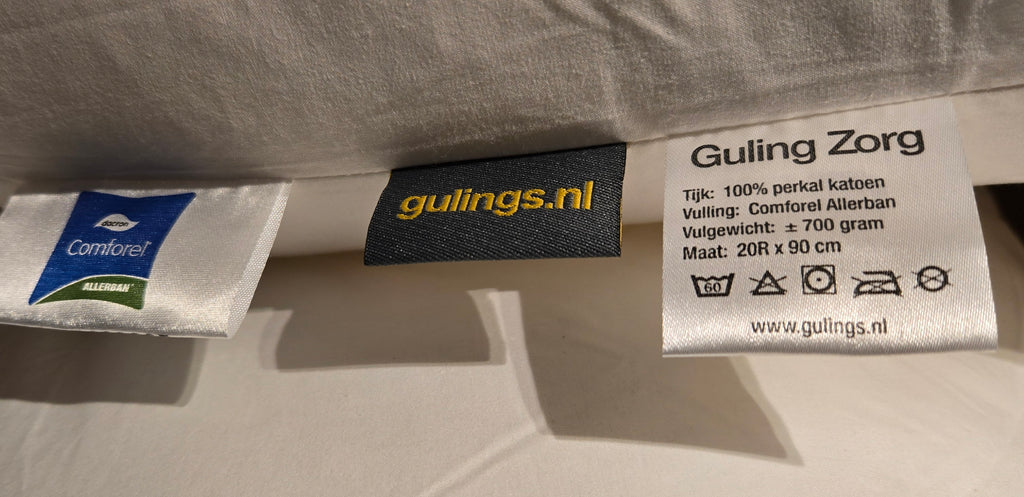 GulingZorg® Body Pillow – Rolkussen met sleeve wit - Langdurig bedgebonden ø20 x 90 cm, anti-allergeen