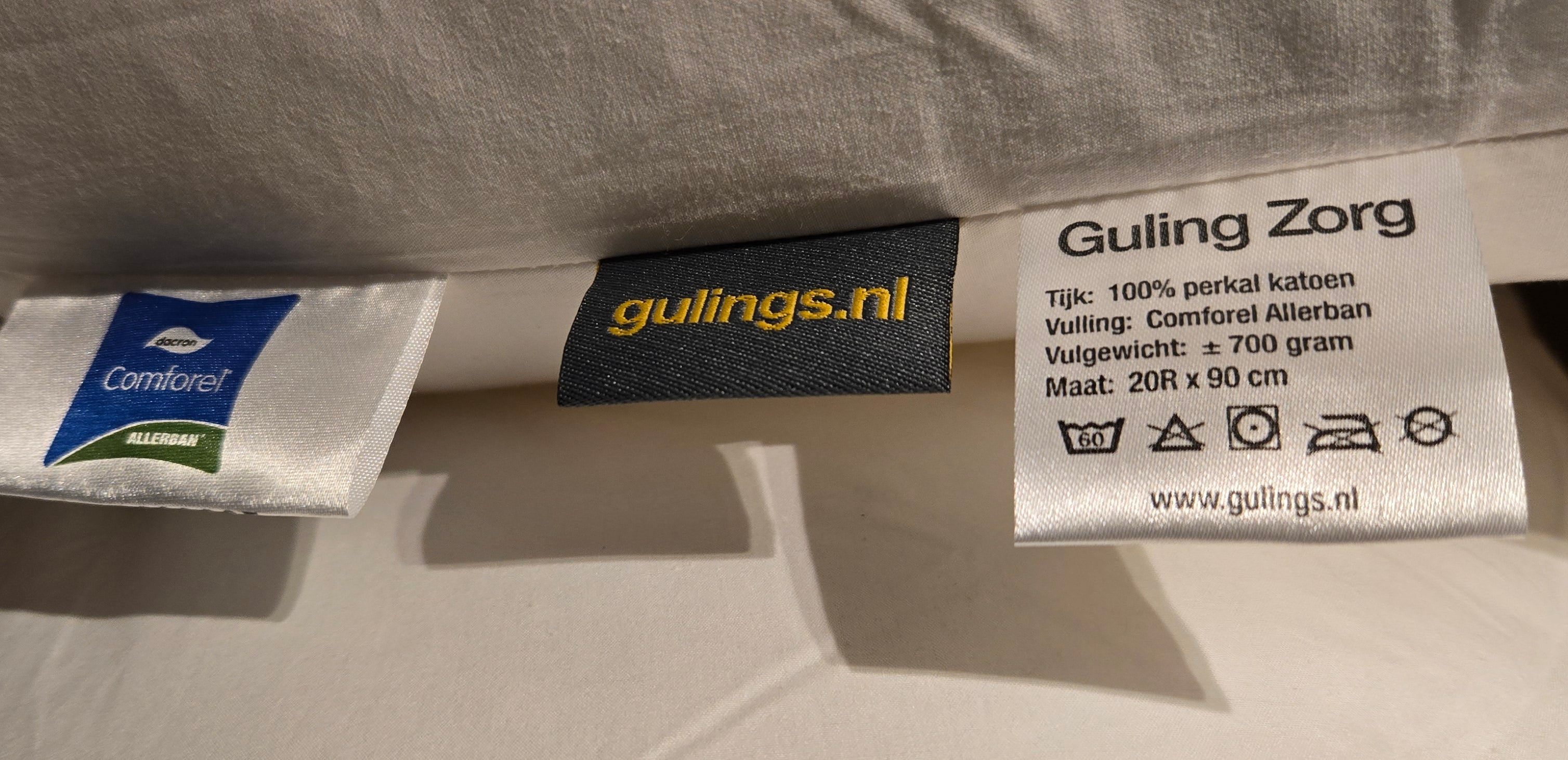 GulingZorg® Body Pillow – Rolkussen met sleeve wit - Langdurig bedgebonden ø20 x 90 cm, anti-allergeen