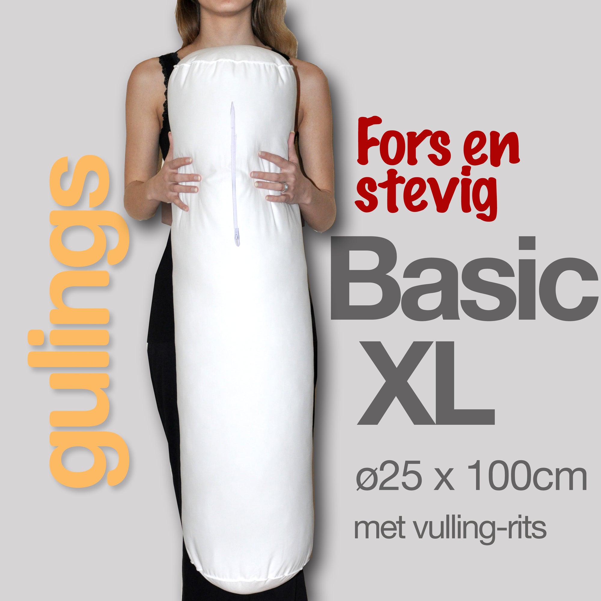 GulingBasicXL zonder sleeve, fors en stevig. 25 x  100 cm lang, navulbaar, antihuisstofmijnt